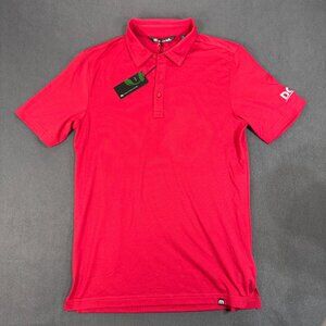 Travis Mathew Glenview Polo Golf Shirt DCLI LOGO Mens S Red ECO Short Sleeve